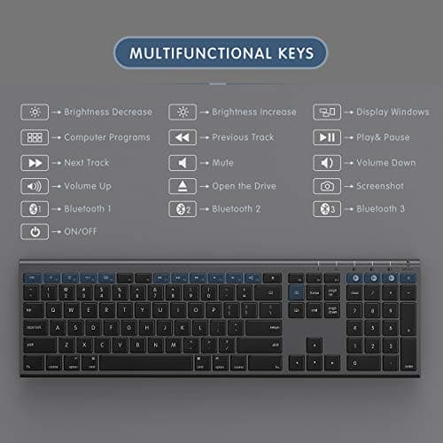 Multi-Device Keyboard for Mac OS/ iOS/ iPad OS, Jelly Comb Bluetooth Keyboard for MacBook Pro/Air, iMac, iPhone, iPad Pro/ Air/ Mini, New iPad| Connect Up To 3 Devices (Space Gray, Rechargeable) image