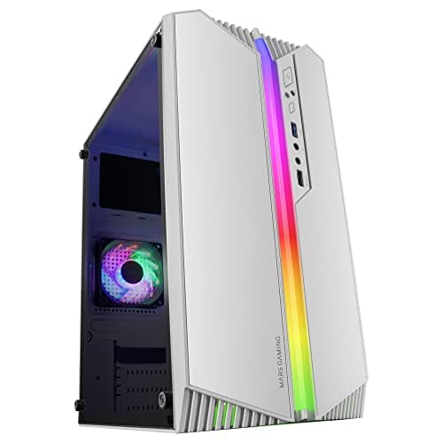 Mars Gaming MC-S1 Micro ATX Mini Tower White with Acrylic Side Panel and USB 3.2 Gen 1 Type-A Front Panel main image