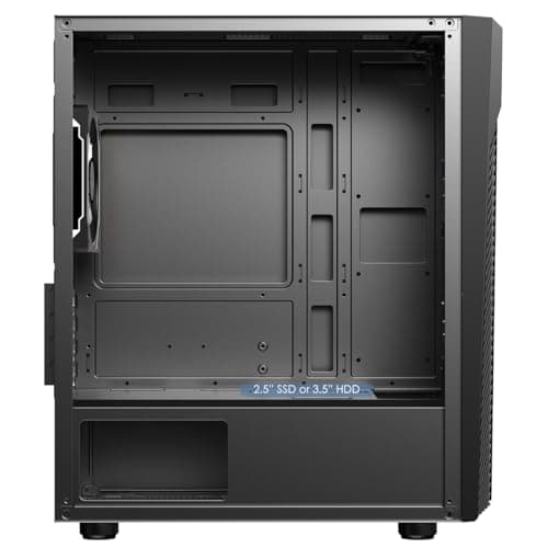 CiT Alpha Micro ATX Mid Tower Black with Tempered Glass Side Panel and USB 3.2 Gen 1 Type-A USB 2.0 Type-A image