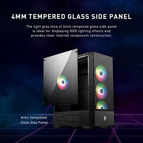 MSI MAG FORGE 112R ATX Mid Tower Black Tempered Glass Side Panel, USB 3.2 Gen 1 Type-A Front Panel image