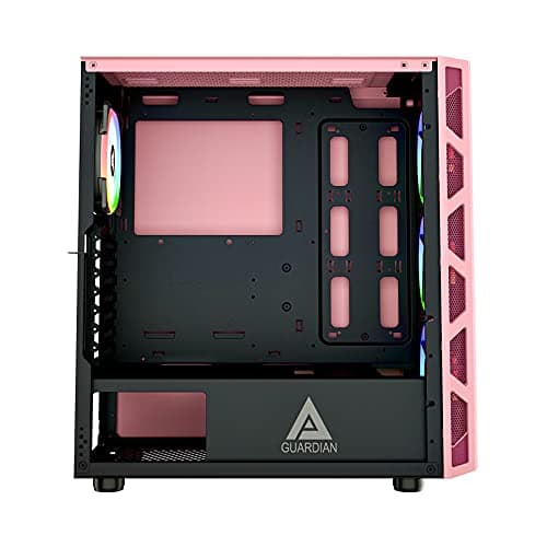 Apevia Guardian-M ATX Mid Tower Pink Tempered Glass Side Panel, USB 3.2 Gen 1 Type-A, USB 2.0 Type-A image