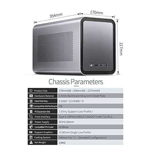 Jonsbo N1 Mini-ITX Desktop Silver with USB 3.2 Gen 2 Type-C and USB 3.2 Gen 1 Type-A Front Panel image
