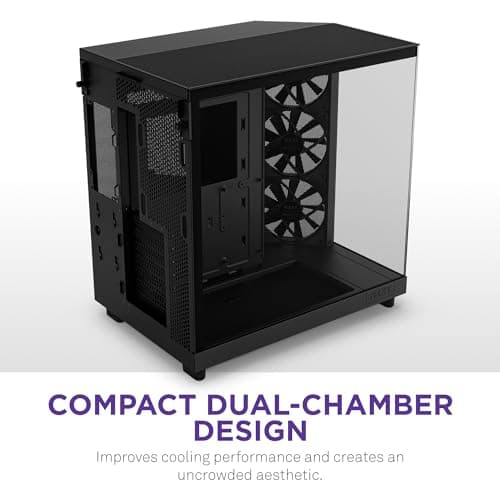 NZXT H6 Flow ATX Mid Tower Black with Tempered Glass Side Panel image