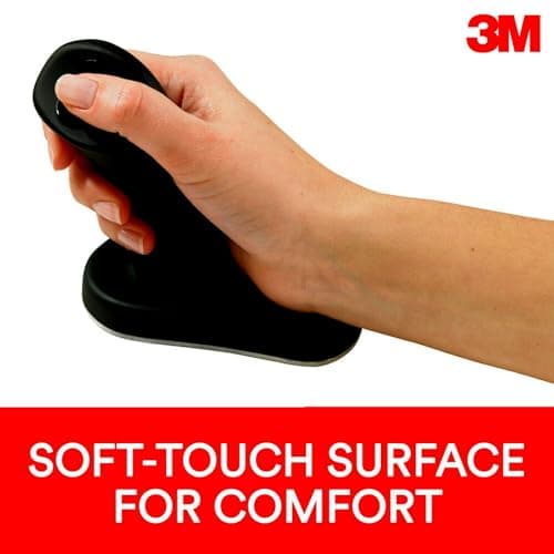 3M Wireless Ergonomic Optical Mouse, Patented Vertical Grip Design Keeps Your Hand and Wrist at a Neutral Angle for Comfort, USB Plug and Play, Soft-Touch Surface, Small Size, Black (EM550GPS) image