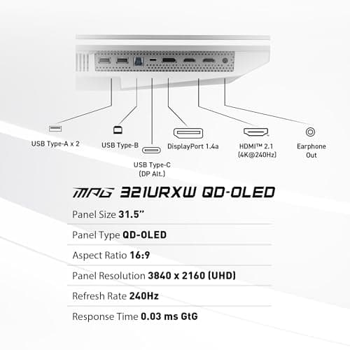 MSI MPG 321URXW 31.5" 4K 240Hz QD-OLED Monitor image