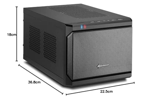 SHARKOON QB ONE Mini-ITX Desktop Black with Mesh Side Panel and USB 3.2 Gen 1 Type-A, USB 2.0 Type-A Front Panel image