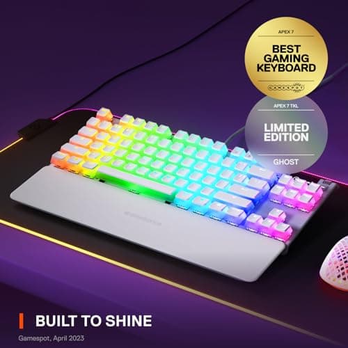 SteelSeries Apex 7 TKL Ghost RGB Wired SteelSeries QX2 Red Gaming Keyboard image