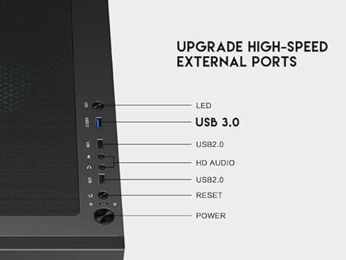 DIYPC ARGB-G5 ATX Mid Tower Black with Tempered Glass Side Panel and USB 3.2 Gen 1 Type-A, USB 2.0 Type-A image