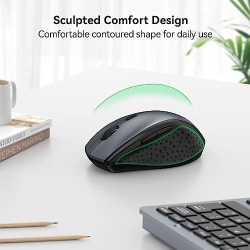 TeckNet Classic 2.4G Portable Optical Wireless Mouse with USB Nano Receiver for Notebook,PC,Laptop,Computer,6 Buttons,30 Months Battery Life,4800 DPI,6 Adjustment Levels image