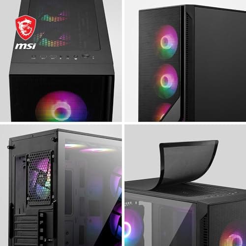 MSI MAG FORGE 120A AIRFLOW ATX Mid Tower Black Tempered Glass Side Panel, USB 3.2 Gen 1 Type-A image
