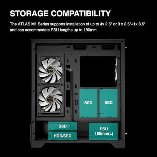 GAMDIAS ATLAS M1 ATX Mid Tower Black Tempered Glass Side Panel image