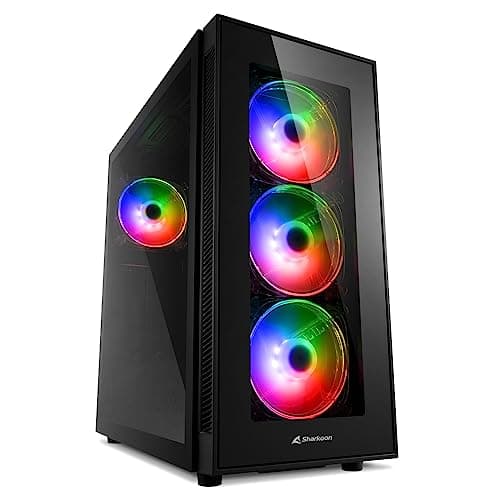 SHARKOON TG5 ATX Mid Tower Black / Red with Acrylic Side Panel and USB 3.2 Gen 1 Type-A, USB 2.0 Type-A Front Panel image