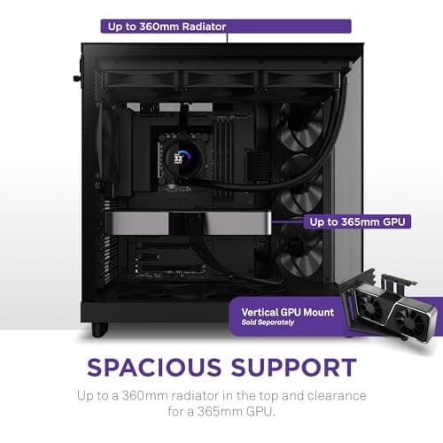 NZXT H6 Flow ATX Mid Tower Black with Tempered Glass Side Panel image