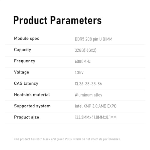 KingBank RGB Computer Desktop Memory Ram DDR5 32GB(2x16GB) 6000MT/s CL36 WHITE image