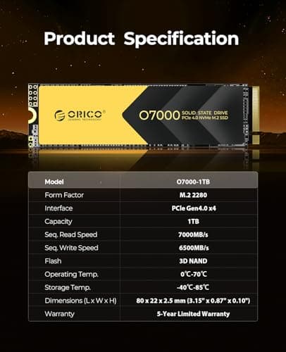 Orico O7000 1TB SSD M.2 PCIe 4.0 NVMe image