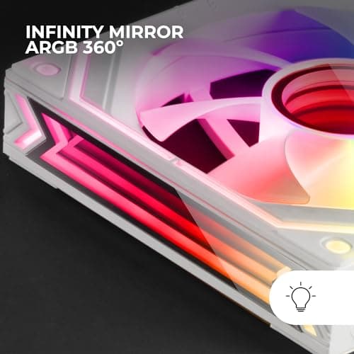 Mars Gaming MF-LINKFINITY 120mm White PWM Addressable RGB 69 CFM 1-Pack image