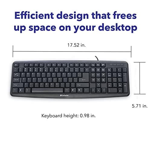 Verbatim Slimline Keyboard - Wired with USB Accessibility - Mac & PC Compatible - Black - 99201 image