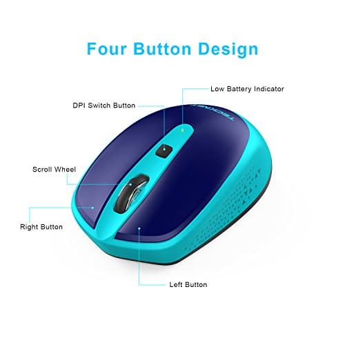 TECKNET Omni Small Portable 2.4G Wireless Optical Mouse with USB Nano Receiver for Laptop Computer, 18 Month Battery Life, 3 Adjustable DPI Levels: 2000/1500/1000 DPI image