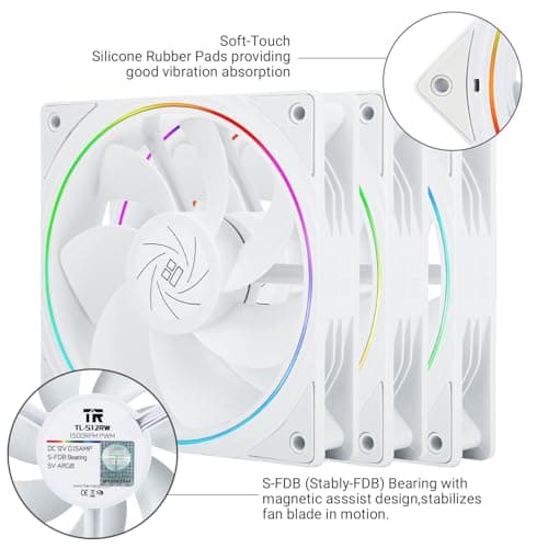 Thermalright TL-S12RW X3 120mm 47.6 CFM PWM Addressable RGB White 3-Pack image