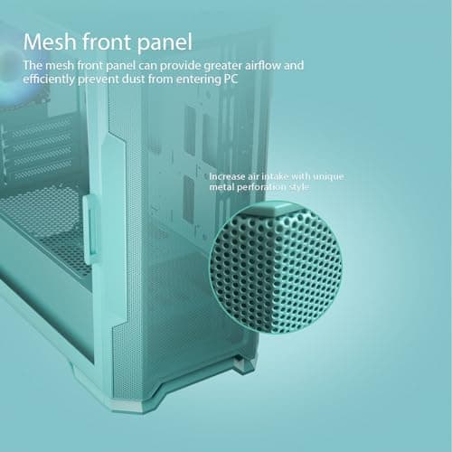 Vetroo M03 Micro ATX Mini Tower Green with Tempered Glass Side Panel and USB 3.2 Gen 1 Type-A / USB 2.0 Type-A image