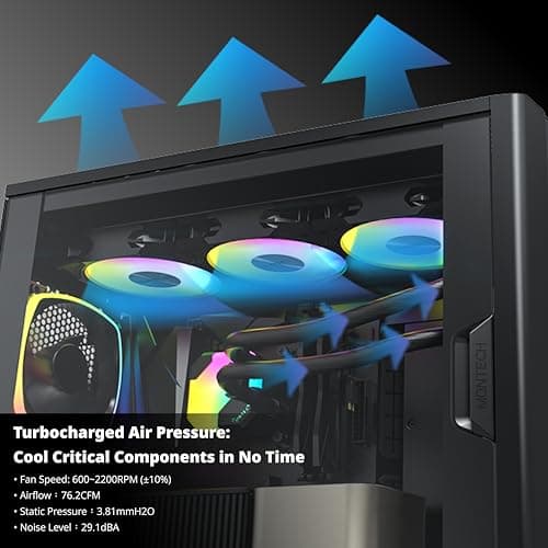 Montech Metal Pro 120mm Black Addressable RGB PWM 76.2 CFM 1-Pack image