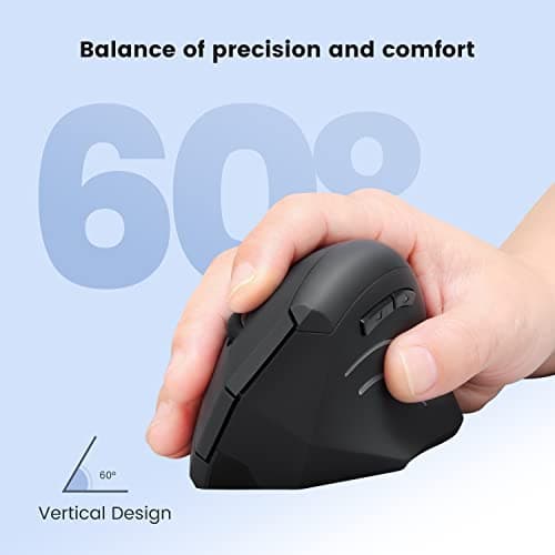 Perixx PERIMICE-608 Wireless Vertical Mouse, 6 Button, 800/1000/1600 DPI, Right Handed Design image