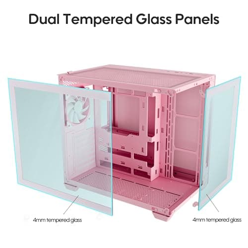 Vetroo AL900 ATX Mid Tower Pink with Tempered Glass Side Panel and USB 3.2 Gen 1 Type-A, USB 2.0 Type-A Front Panel image