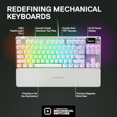 SteelSeries Apex 7 TKL Ghost RGB Wired SteelSeries QX2 Red Gaming Keyboard image