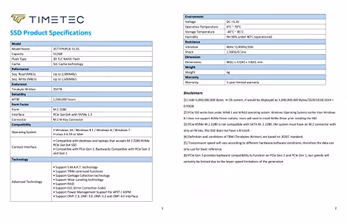 Timetec 35TTFP6PCIE 512GB M.2 SSD PCIe 3.0 NVMe image
