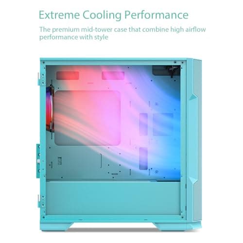 Vetroo M03 Micro ATX Mini Tower Green with Tempered Glass Side Panel and USB 3.2 Gen 1 Type-A / USB 2.0 Type-A image