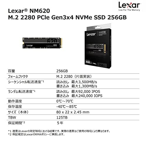 Lexar NM620 256GB SSD M.2 PCIe 3.0 NVMe image