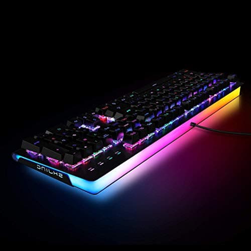 ETROBOT Mechanical Gaming Keyboard with MX Blue Switches, RGB LED Backlit and Exclusive Side Light, USB Wired Game Keyboard with Heavy Duty Aluminum Chassis, Spill-Resistant for PC Game image