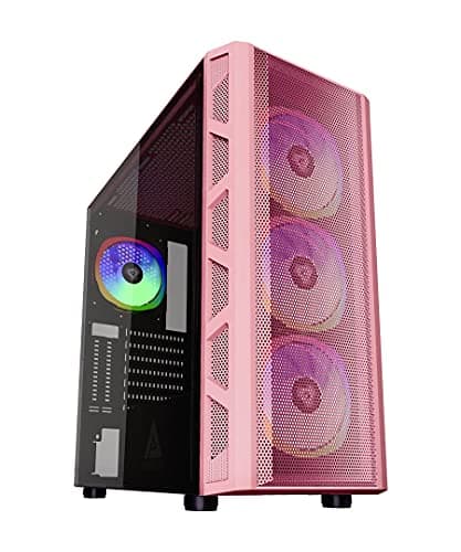 Apevia Guardian-M ATX Mid Tower Pink Tempered Glass Side Panel, USB 3.2 Gen 1 Type-A, USB 2.0 Type-A image