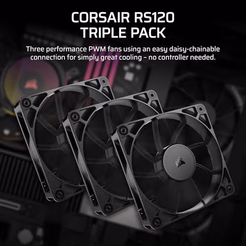 Corsair RS120 120mm PWM 72.8 CFM Black 3-Pack image