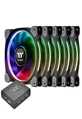 Thermaltake Riing Plus TT 120mm Black Addressable RGB PWM 48.34 CFM 5-Pack main image