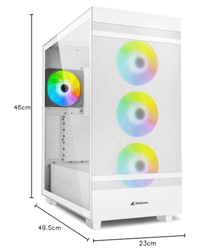 SHARKOON Rebel C50 RGB ATX Mid Tower White Tempered Glass Side Panel image