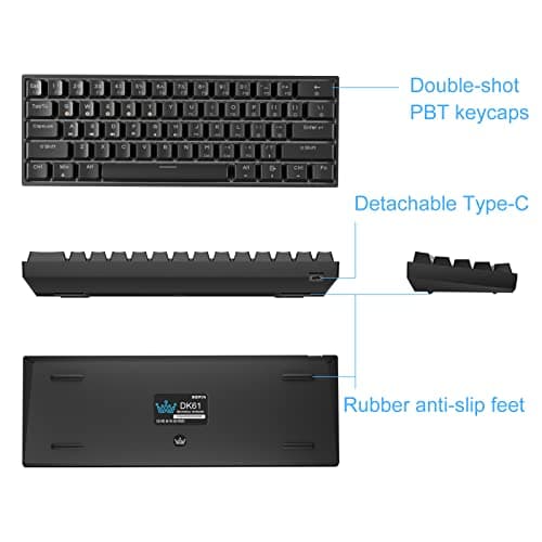 DIERYA x KEMOVE 60% Mechanical Gaming Keyboard, RGB Backlit Wired PBT Keycap Waterproof Type-C Mini Compact 61 Keys Computer Keyboard with Full Keys Programmable (Gateron Optical Brown Switch) image