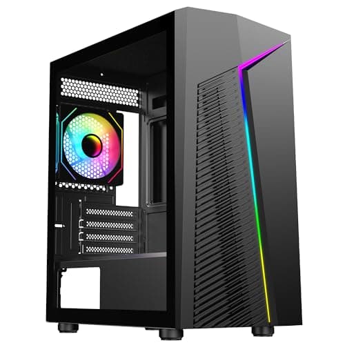 CiT Alpha Micro ATX Mid Tower Black with Tempered Glass Side Panel and USB 3.2 Gen 1 Type-A USB 2.0 Type-A image