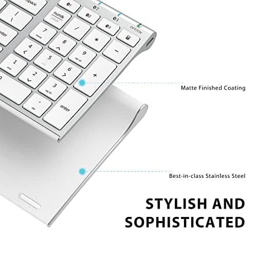 iClever Bluetooth Keyboard, Multi Device Keyboard Rechargeable Bluetooth 5.1 with Number Pad Ergonomic Design Full Size Stable Connection White Keyboard for iOS, Android, Windows image