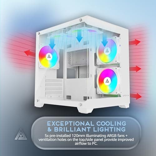 Apevia PRISM Micro ATX Mid Tower White Tempered Glass Side Panel image