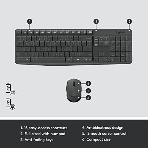 Logitech MK235 Wireless Standard Keyboard With Optical Mouse image