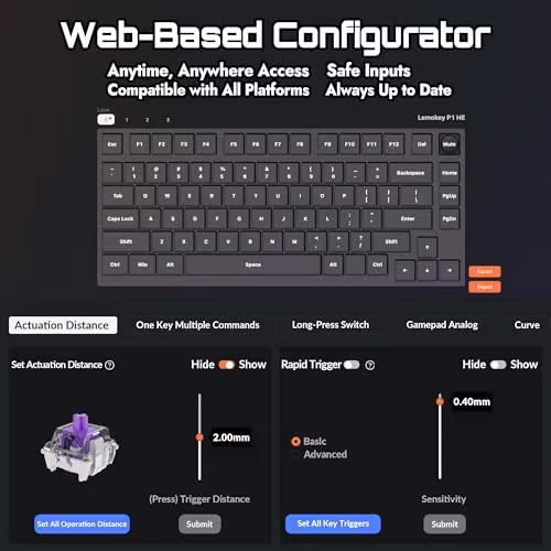 Keychron Lemokey P1 HE Knob RGB Wireless/Bluetooth Gateron Magnetic Nebula Gaming Keyboard image