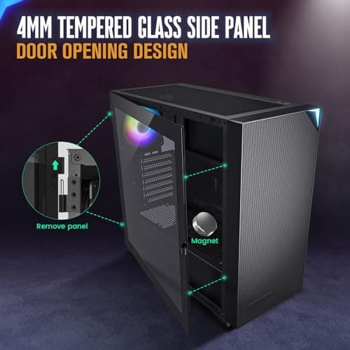 Vetroo AL800 ATX Mid Tower Black Tempered Glass Side Panel image