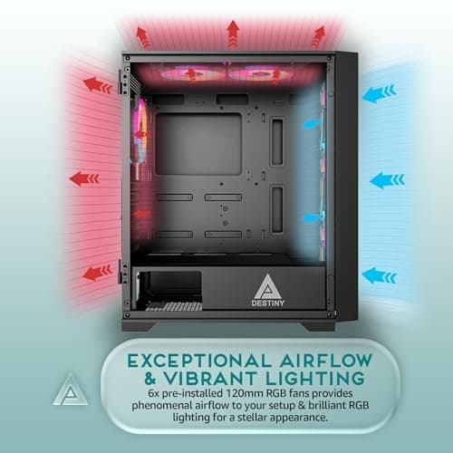 Apevia Destiny Pro ATX Mid Tower Black with Tempered Glass Side Panel and USB 3.2 Gen 1 Type-A image