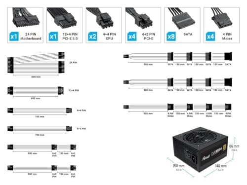 Rosewill CMG1200G5 Black 1200W Fully Modular 80+ Gold Certified image