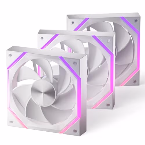 Asiahorse NYOTA 120mm Case Fans (3-Pack) White Reverse Blade main image