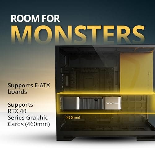 Geometric Future Model 5 ATX Mid Tower Black/Yellow Fanless, Tempered Glass Side Panel image