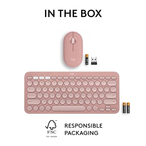 Logitech Pebble 2 Bluetooth/Wireless/Wired Standard Keyboard With Optical Mouse image