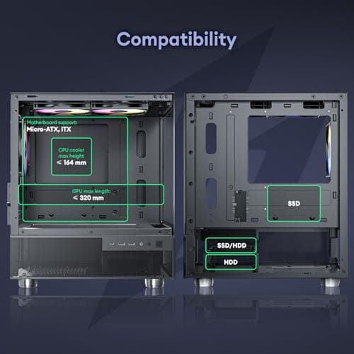 Okinos Aqua 3 Micro ATX Mini Tower Black Tempered Glass Side Panel image