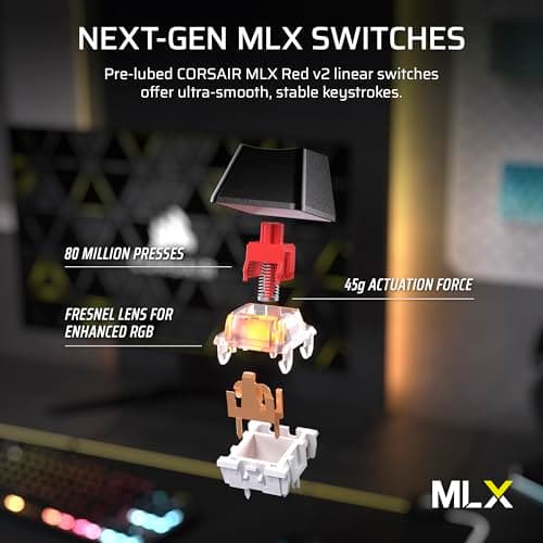 Corsair K70 CORE TKL RGB Wired Corsair MLX Red V2 Linear Gaming Keyboard image